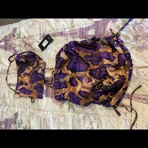 FASHION NOVA LIKE A SNAKE SKIRT SET - PURPLE